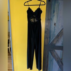 Black Lace Chiffon Jumpsuit